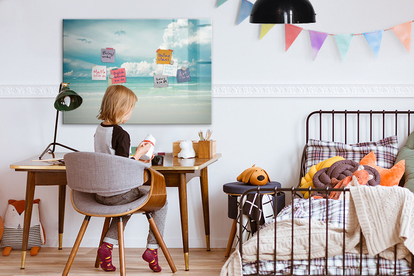 Memobord van glas met print inclusief neodymium magneten Magnetisch bord met foto's van de kust