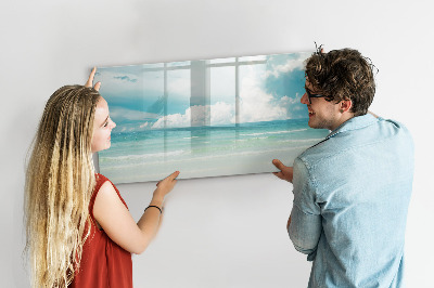 Memobord van glas met print inclusief neodymium magneten Magnetisch bord met foto's van de kust