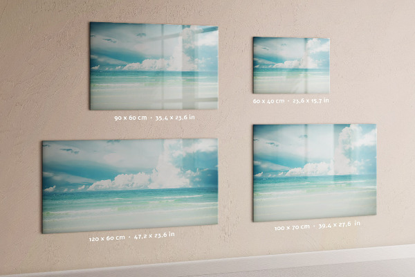 Memobord van glas met print inclusief neodymium magneten Magnetisch bord met foto's van de kust