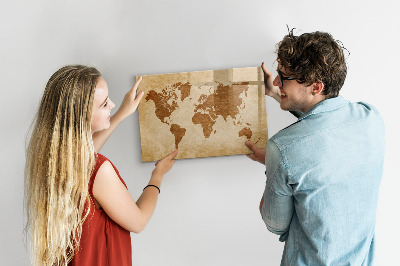 Memobord van glas met print inclusief neodymium magneten Een wereldkaart met herdenkingsplaatsen.