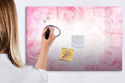 Decoratief glazen wandbord beschrijfbaar en magnetisch Roze prikbord voor foto's en notities