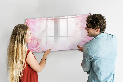 Decoratief glazen wandbord beschrijfbaar en magnetisch Roze prikbord voor foto's en notities