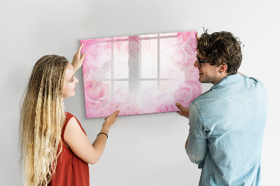 Decoratief glazen wandbord beschrijfbaar en magnetisch Roze prikbord voor foto's en notities