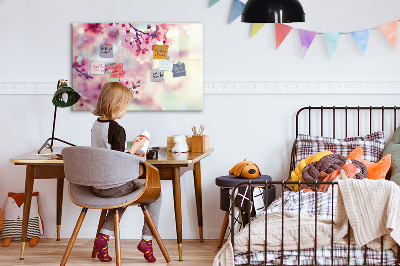 Decoratief glazen wandbord beschrijfbaar en magnetisch Bloemencollage met foto's en notities