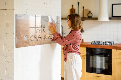 Decoratief glazen wandbord beschrijfbaar en magnetisch Tijd voor veranderingen en herinneringen.