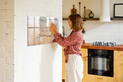 Decoratief glazen wandbord beschrijfbaar en magnetisch Tijd voor veranderingen en herinneringen.