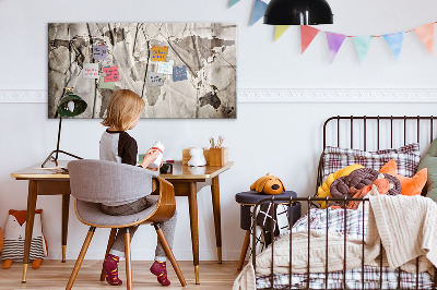 Memobord van glas met print inclusief neodymium magneten Wereldkaart met foto's en accessoires