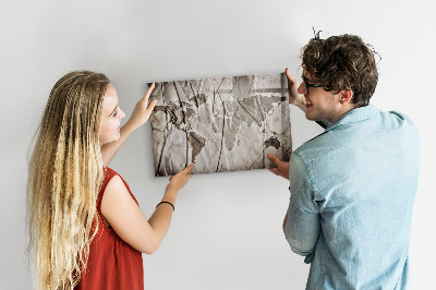 Memobord van glas met print inclusief neodymium magneten Wereldkaart met foto's en accessoires