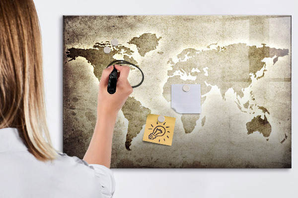 Decoratief glazen wandbord beschrijfbaar en magnetisch Herinneringskaart met persoonlijke foto's