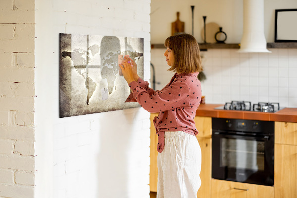 Decoratief glazen wandbord beschrijfbaar en magnetisch Herinneringskaart met persoonlijke foto's