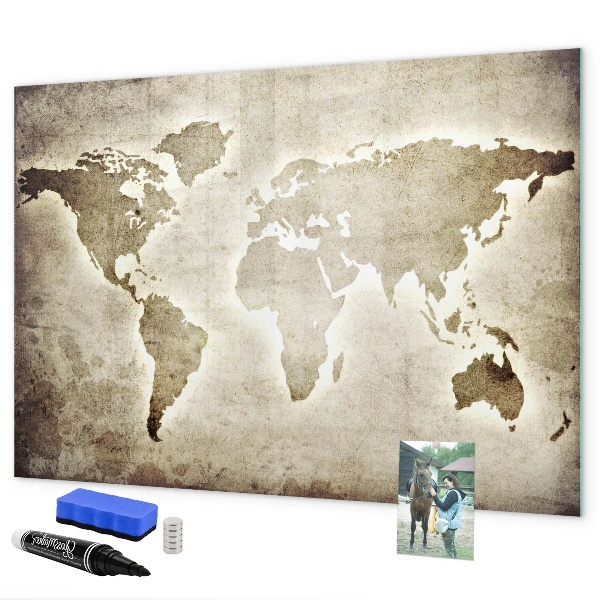 Decoratief glazen wandbord beschrijfbaar en magnetisch Herinneringskaart met persoonlijke foto's