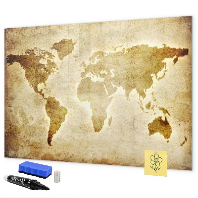 Memobord van glas met print inclusief neodymium magneten Een wereldkaart met persoonlijke herinneringen.