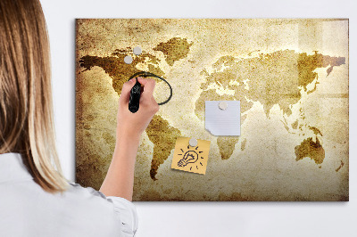 Memobord van glas met print inclusief neodymium magneten Een wereldkaart met persoonlijke herinneringen.