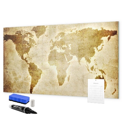 Memobord van glas met print inclusief neodymium magneten Een wereldkaart met persoonlijke herinneringen.