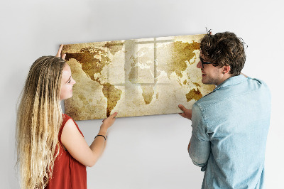 Memobord van glas met print inclusief neodymium magneten Een wereldkaart met persoonlijke herinneringen.