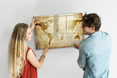 Memobord van glas met print inclusief neodymium magneten Een wereldkaart met persoonlijke herinneringen.