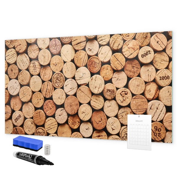 Memobord van glas met print inclusief neodymium magneten Wijnkurk Fotobord