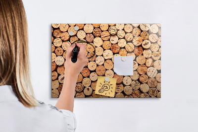 Memobord van glas met print inclusief neodymium magneten Wijnkurk Fotobord