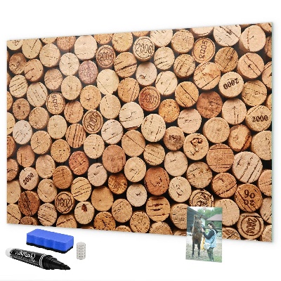 Memobord van glas met print inclusief neodymium magneten Wijnkurk Fotobord