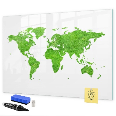 Decoratief glazen wandbord beschrijfbaar en magnetisch Groene kaart met fotolocaties
