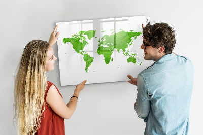 Decoratief glazen wandbord beschrijfbaar en magnetisch Groene kaart met fotolocaties