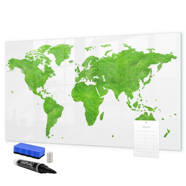 Decoratief glazen wandbord beschrijfbaar en magnetisch Groene kaart met fotolocaties