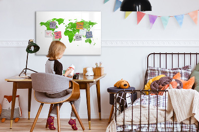 Decoratief glazen wandbord beschrijfbaar en magnetisch Groene kaart met fotolocaties