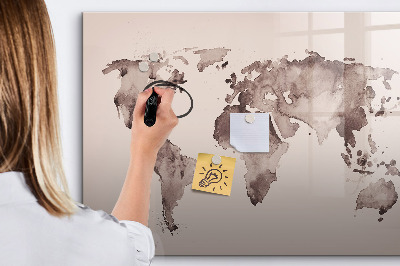Memobord van glas met print inclusief neodymium magneten Een wereldkaart met persoonlijke herinneringen.