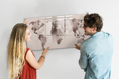 Memobord van glas met print inclusief neodymium magneten Een wereldkaart met persoonlijke herinneringen.