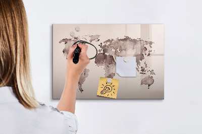 Memobord van glas met print inclusief neodymium magneten Een wereldkaart met persoonlijke herinneringen.