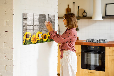Decoratief glazen wandbord beschrijfbaar en magnetisch Creatief zonnebloembloemenbord