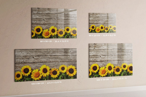 Decoratief glazen wandbord beschrijfbaar en magnetisch Creatief zonnebloembloemenbord