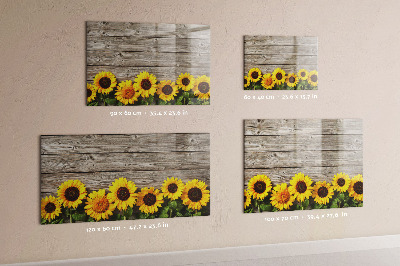 Decoratief glazen wandbord beschrijfbaar en magnetisch Creatief zonnebloembloemenbord