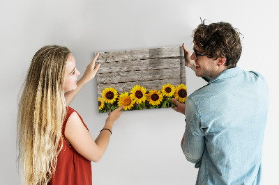 Decoratief glazen wandbord beschrijfbaar en magnetisch Creatief zonnebloembloemenbord