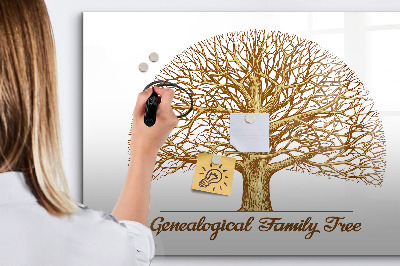 Memobord van glas met print inclusief neodymium magneten Stamboom met ruimte voor foto's