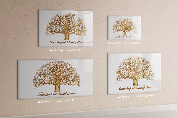 Memobord van glas met print inclusief neodymium magneten Stamboom met ruimte voor foto's