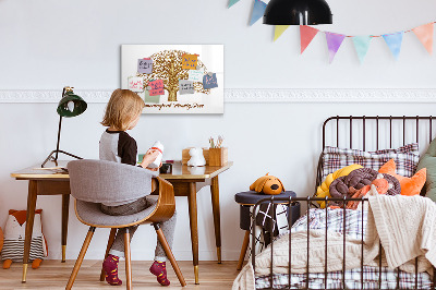 Memobord van glas met print inclusief neodymium magneten Stamboom met ruimte voor foto's