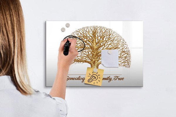 Memobord van glas met print inclusief neodymium magneten Stamboom met ruimte voor foto's