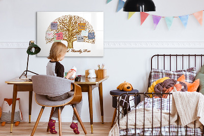 Memobord van glas met print inclusief neodymium magneten Stamboom met ruimte voor foto's