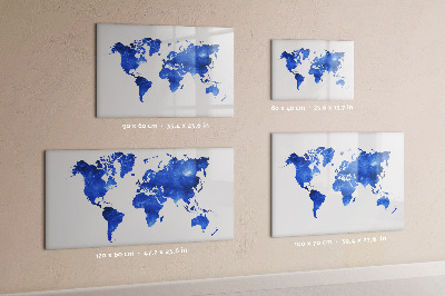 Memobord van glas met print inclusief neodymium magneten Wereldkaart met fotolocaties