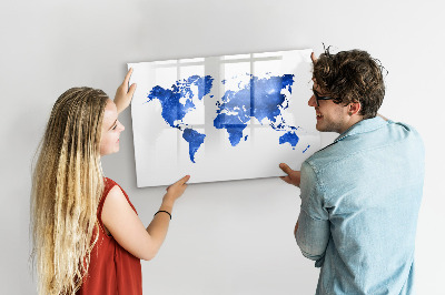 Memobord van glas met print inclusief neodymium magneten Wereldkaart met fotolocaties
