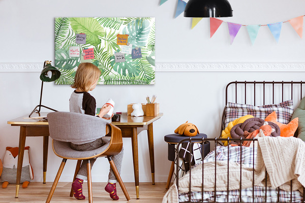 Decoratief glazen wandbord beschrijfbaar en magnetisch Groen bord voor foto's en notities