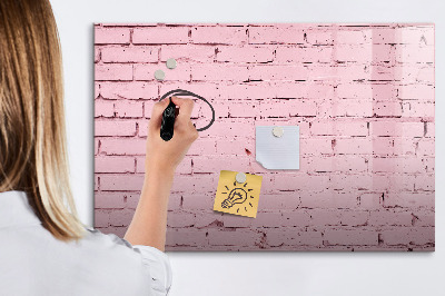 Memobord van glas met print inclusief neodymium magneten Roze muur met ruimte voor foto's