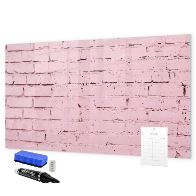 Memobord van glas met print inclusief neodymium magneten Roze muur met ruimte voor foto's