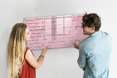 Memobord van glas met print inclusief neodymium magneten Roze muur met ruimte voor foto's