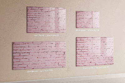 Memobord van glas met print inclusief neodymium magneten Roze muur met ruimte voor foto's