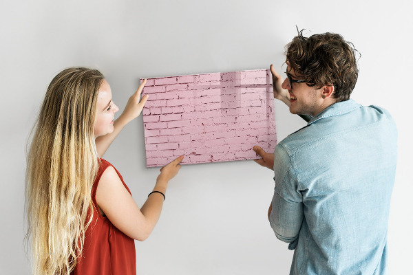 Memobord van glas met print inclusief neodymium magneten Roze muur met ruimte voor foto's