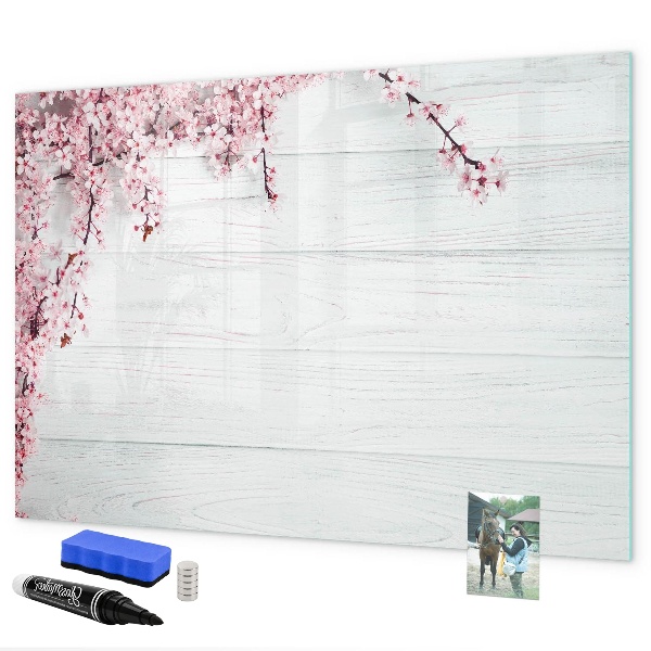 Decoratief glazen wandbord beschrijfbaar en magnetisch Een creatieve ruimte voor het presenteren van foto's