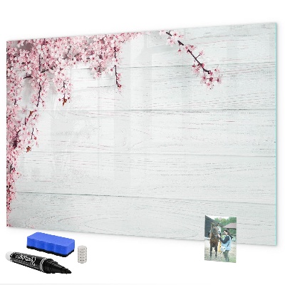 Decoratief glazen wandbord beschrijfbaar en magnetisch Een creatieve ruimte voor het presenteren van foto's