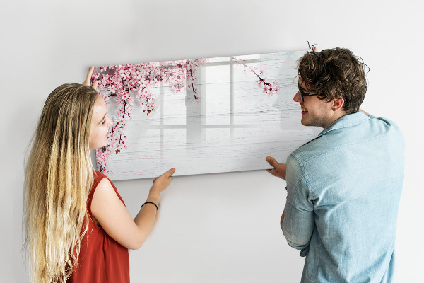 Decoratief glazen wandbord beschrijfbaar en magnetisch Een creatieve ruimte voor het presenteren van foto's